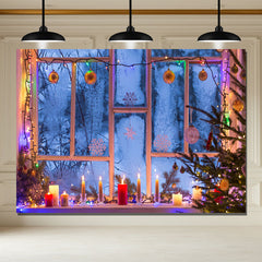 Layoris Window Candle String Lights Christmas Backdrop