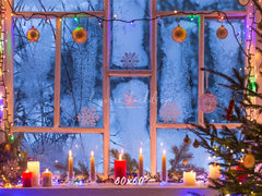 Window Candle String Lights Christmas Backdrop - Layoris