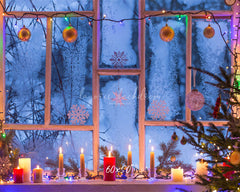 Window Candle String Lights Christmas Backdrop - Layoris
