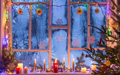 Window Candle String Lights Christmas Backdrop - Layoris