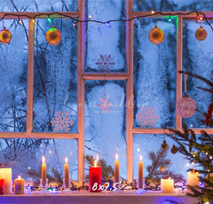 Window Candle String Lights Christmas Backdrop - Layoris