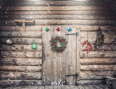 Wooden House Wreath Christmas Backdrop - Layoris