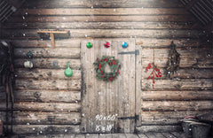 Wooden House Wreath Christmas Backdrop - Layoris