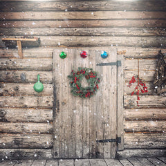 Wooden House Wreath Christmas Backdrop - Layoris