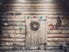 Wooden House Wreath Christmas Backdrop - Layoris
