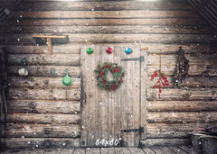 Wooden House Wreath Christmas Backdrop - Layoris