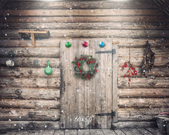 Wooden House Wreath Christmas Backdrop - Layoris