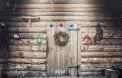 Wooden House Wreath Christmas Backdrop - Layoris