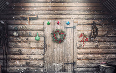 Wooden House Wreath Christmas Backdrop - Layoris