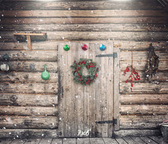 Wooden House Wreath Christmas Backdrop - Layoris