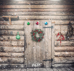 Wooden House Wreath Christmas Backdrop - Layoris