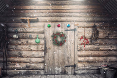 Wooden House Wreath Christmas Backdrop - Layoris