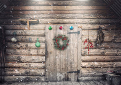 Wooden House Wreath Christmas Backdrop - Layoris