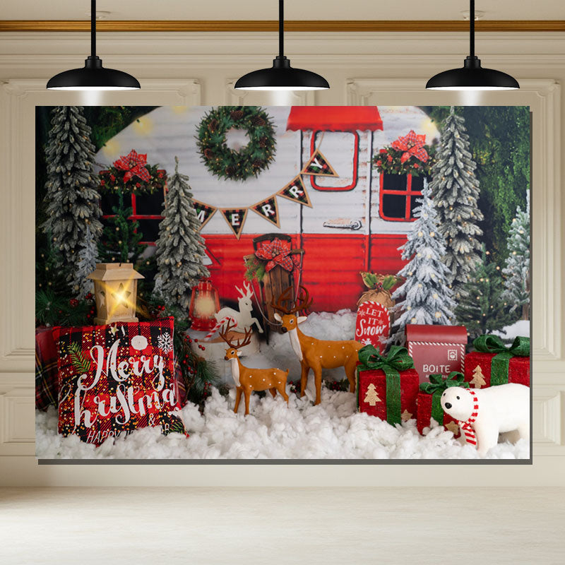 Layoris Forest Rv Deer Christmas Photo Backdrop