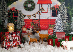 Forest Rv Deer Christmas Photo Backdrop - Layoris