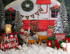 Forest Rv Deer Christmas Photo Backdrop - Layoris