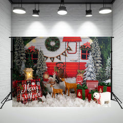 Layoris Forest Rv Deer Christmas Photo Backdrop