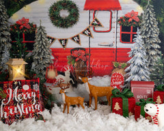 Forest Rv Deer Christmas Photo Backdrop - Layoris