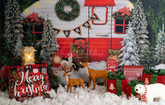 Forest Rv Deer Christmas Photo Backdrop - Layoris