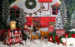 Forest Rv Deer Christmas Photo Backdrop - Layoris