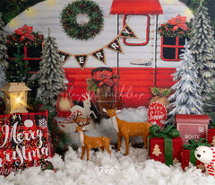 Forest Rv Deer Christmas Photo Backdrop - Layoris