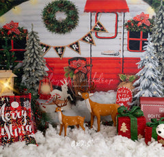 Forest Rv Deer Christmas Photo Backdrop - Layoris