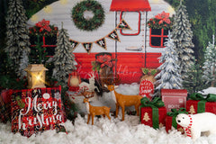 Forest Rv Deer Christmas Photo Backdrop - Layoris