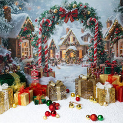 Candy Cane Arch Gift Box Christmas Backdrop - Layoris