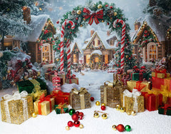 Candy Cane Arch Gift Box Christmas Backdrop - Layoris