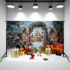 Layoris Candy Cane Arch Gift Box Christmas Backdrop