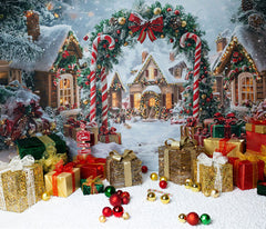 Candy Cane Arch Gift Box Christmas Backdrop - Layoris