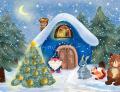Forest Animals Santa Claus Christmas Backdrop - Layoris
