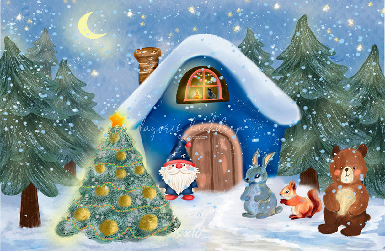 Forest Animals Santa Claus Christmas Backdrop - Layoris