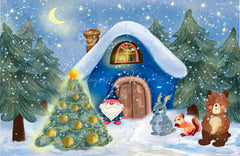 Forest Animals Santa Claus Christmas Backdrop - Layoris