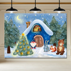 Layoris Forest Animals Santa Claus Christmas Backdrop