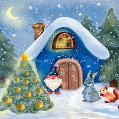Forest Animals Santa Claus Christmas Backdrop - Layoris