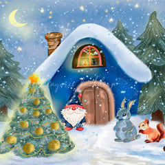 Forest Animals Santa Claus Christmas Backdrop - Layoris