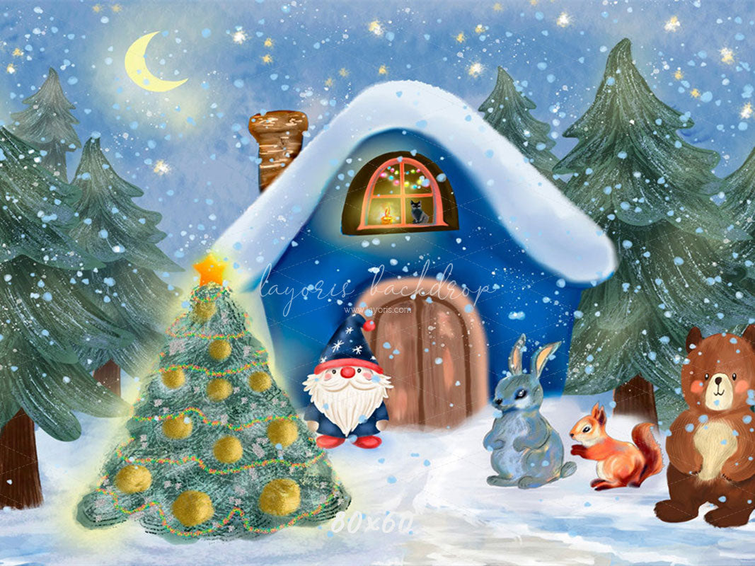 Forest Animals Santa Claus Christmas Backdrop - Layoris