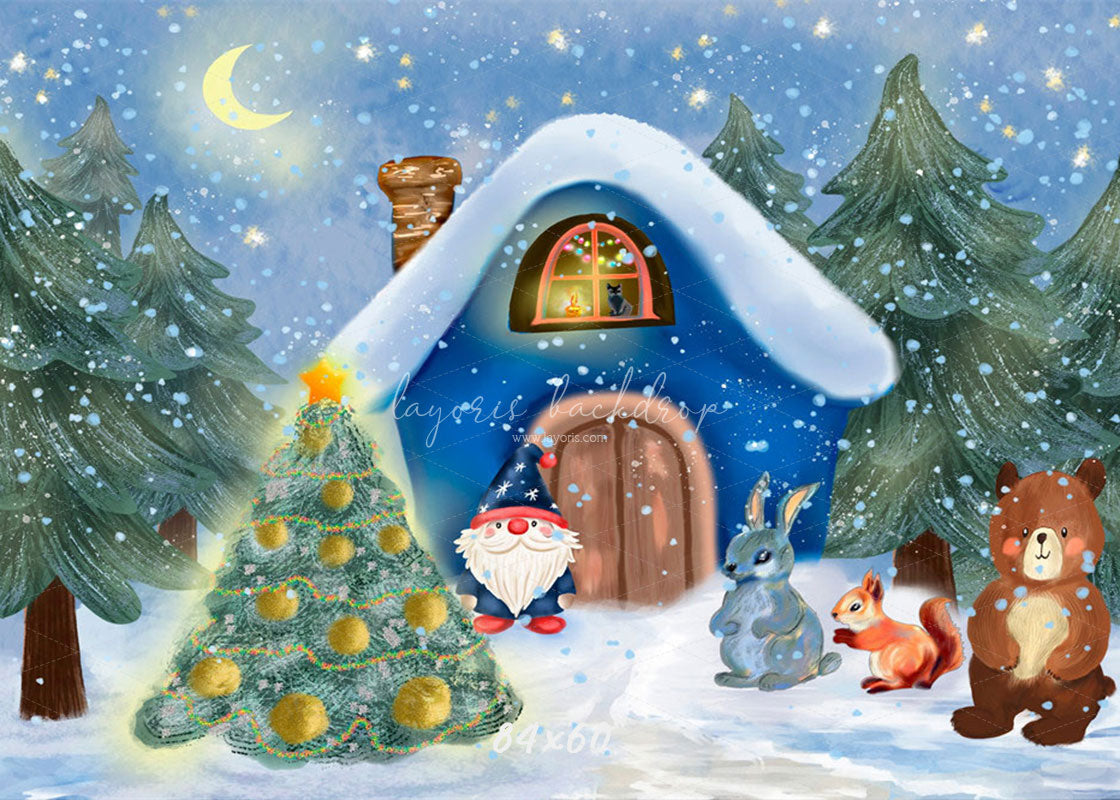 Forest Animals Santa Claus Christmas Backdrop - Layoris