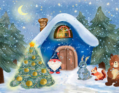 Forest Animals Santa Claus Christmas Backdrop - Layoris