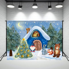 Layoris Forest Animals Santa Claus Christmas Backdrop
