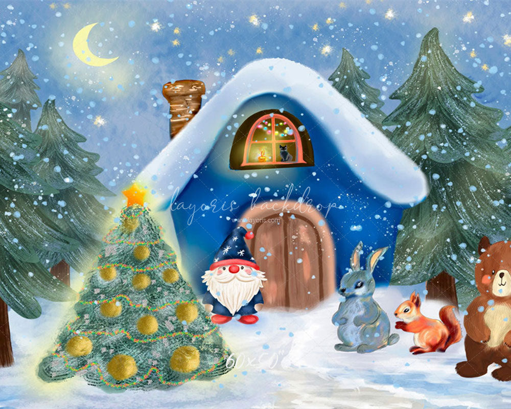 Forest Animals Santa Claus Christmas Backdrop - Layoris