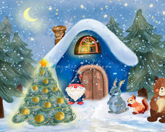 Forest Animals Santa Claus Christmas Backdrop - Layoris