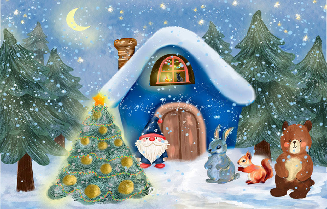 Forest Animals Santa Claus Christmas Backdrop - Layoris
