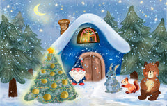 Forest Animals Santa Claus Christmas Backdrop - Layoris