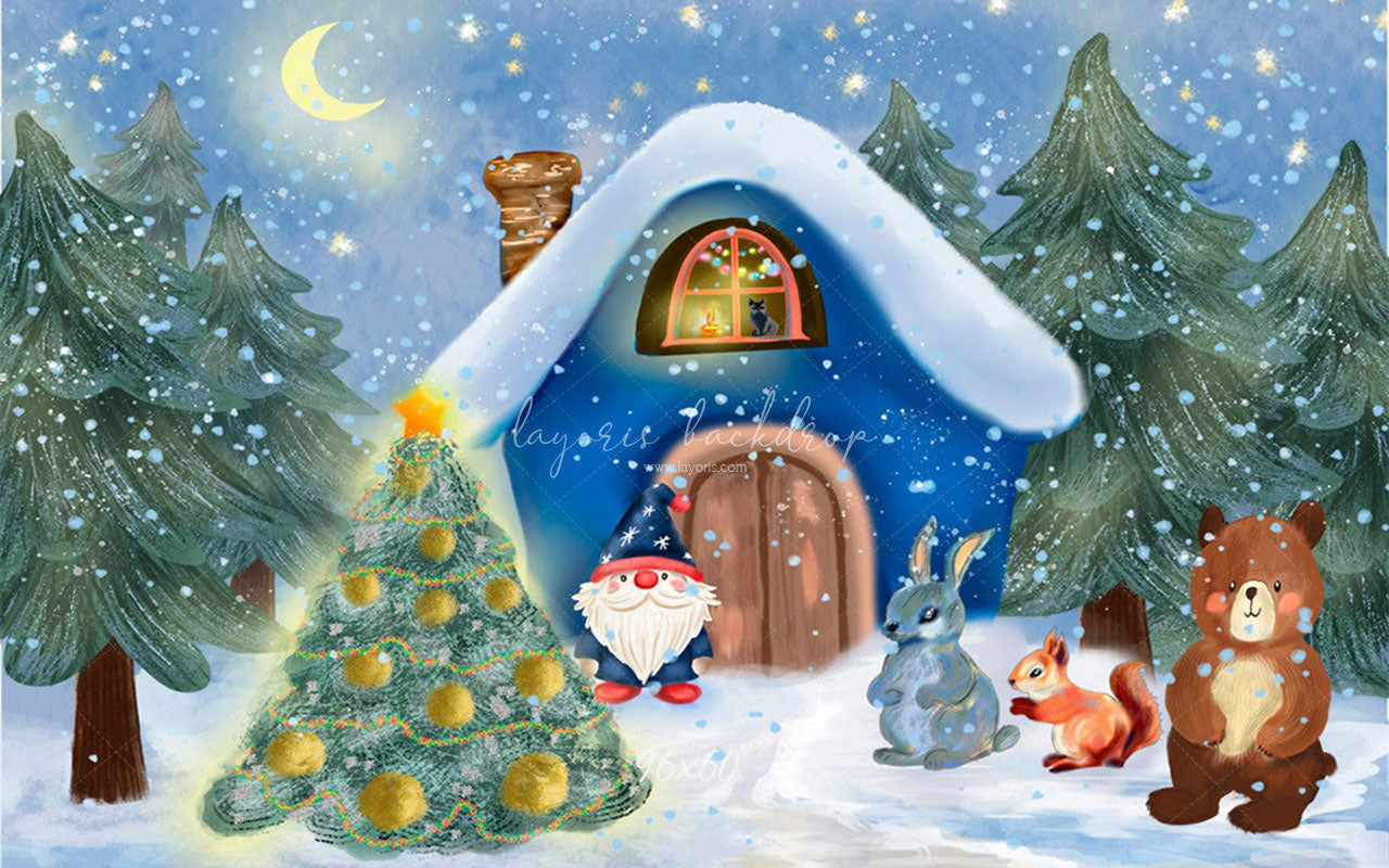 Forest Animals Santa Claus Christmas Backdrop - Layoris