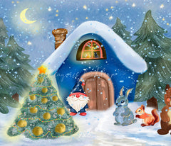 Forest Animals Santa Claus Christmas Backdrop - Layoris