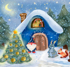 Forest Animals Santa Claus Christmas Backdrop - Layoris