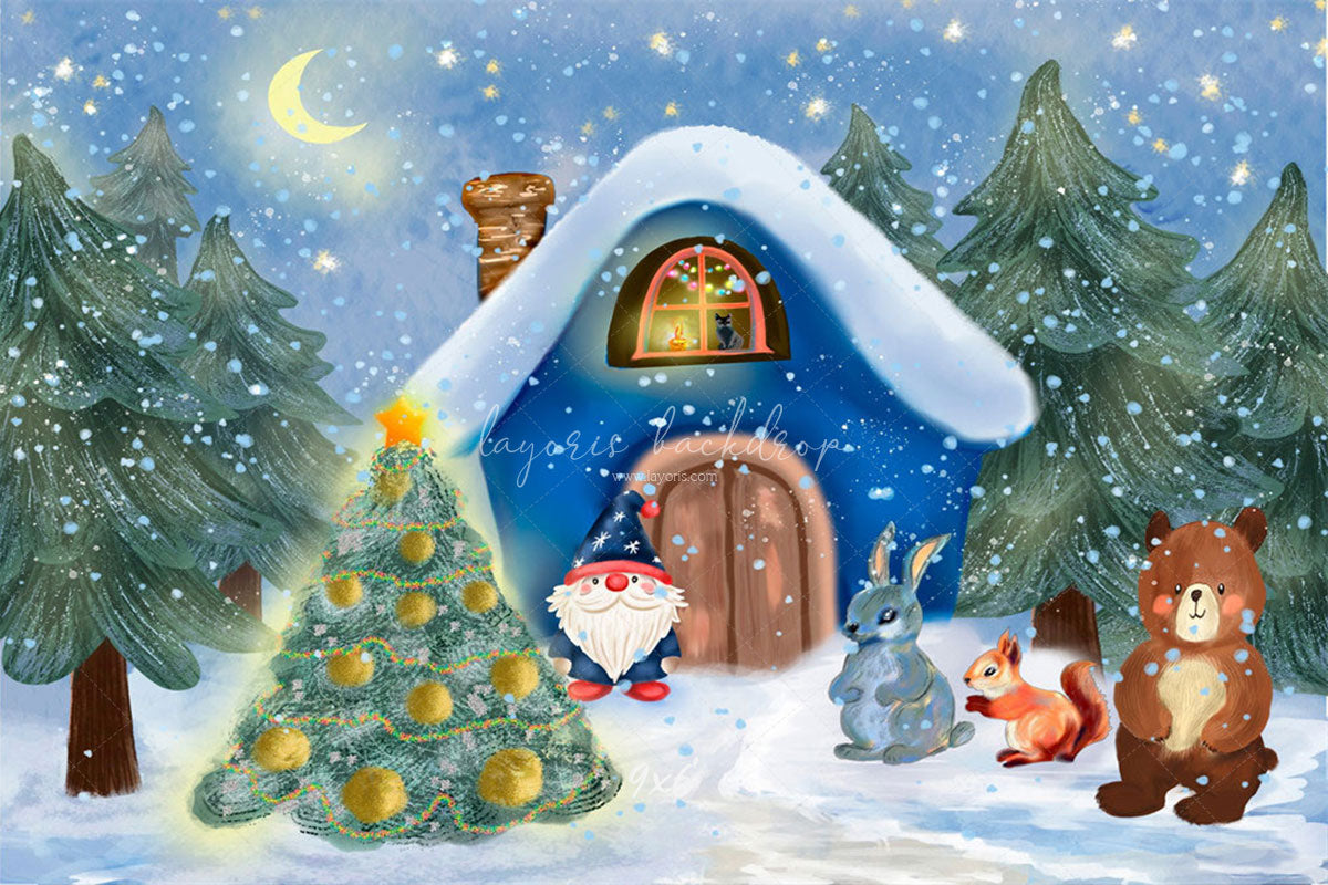 Forest Animals Santa Claus Christmas Backdrop - Layoris