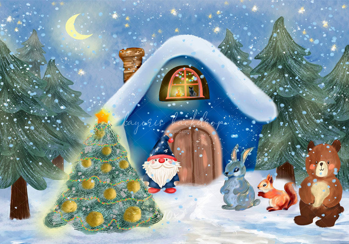 Forest Animals Santa Claus Christmas Backdrop - Layoris